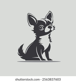 Chihuahua or terrier logo symbol, stylized vector of small yound dog