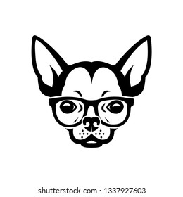 Chihuahua wearing eyeglasses - isolated vector illustration