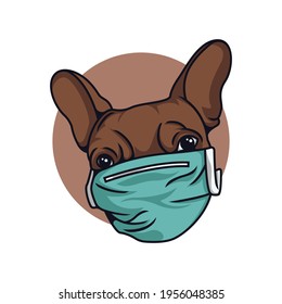 Chihuahua Wearing Mask for Healthcare Vector Illustration