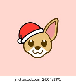 Chihuahua Wearing Santa Hat Illustration