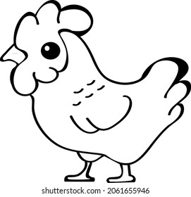 Chiken, birds vector line art food isolated on white background. Concept for logo, cards