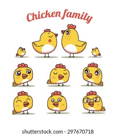  chiken dad and son .set chickens with different emotions
