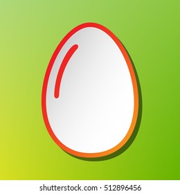 Chiken egg sign. Contrast icon with reddish stroke on green backgound.