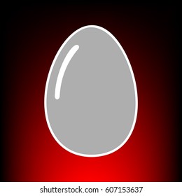 Chiken egg sign. Postage stam or old photo style on red-black gradient background.
