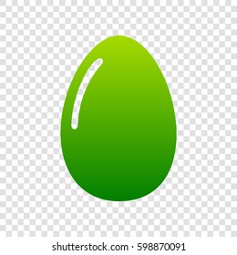 Chiken egg sign. Vector. Green gradient icon on transparent background.