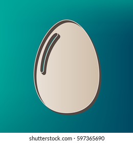 Chiken egg sign. Vector. Icon printed at 3d on sea color background.