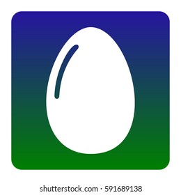 Chiken egg sign. Vector. White icon at green-blue gradient square with rounded corners on white background. Isolated.