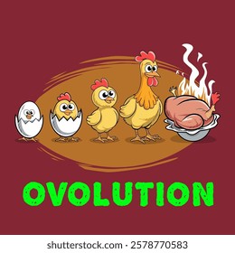 chiken evolution ilustration.funny card.card ideas