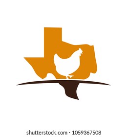Chiken Farm vector logo. Texas map.