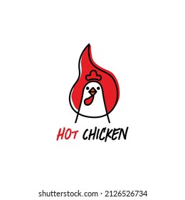 Chiken with fire, Spicy chicken logo concept for restaurant