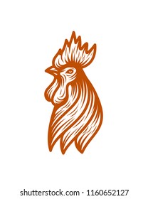 chiken head line art logo template vector illustration