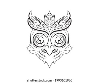 Chiken Head Ornament Ink Vector Logo
