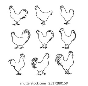 Chiken icons set illustration. vector