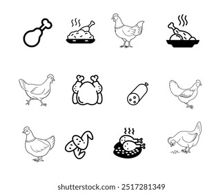 Chiken icons set illustration. vector