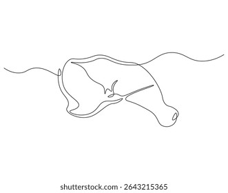 Chiken meat continuous line. Continuous one line drawing of fried chicken. Fast food concept. Single line drawing