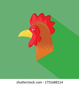 Chiken Rooster head flat design illustration