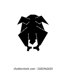Сarcass chiken silhouette. Grill product. Line contour. Black white design element. Bird symbol shape. Flat icon. Doodle style. Great design for any purposes. Vector.
