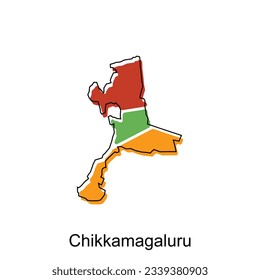 Chikkamagaluru map illustration design, vector template with outline graphic sketch style isolated on white background