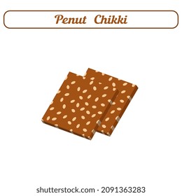 Chikki the most loved sweet in Gujarat state during  utttrayan, penut chikki vector illustration created on white background. 