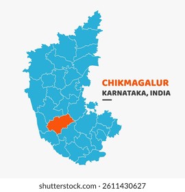 Chikmagalur District Highlighted on Karnataka State Map