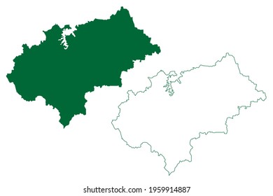 Chikmagalur district (Karnataka State, Republic of India, Mysore Division) map vector illustration, scribble sketch Chikkamagaluru map