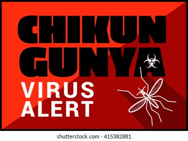 Chikungunya virus alert flat vector outline illustration.