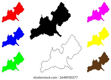 Cidade de Chikushino (Japão, Nihon-koku ou Nippon-koku, região de Kyushu) mapa ilustração vetorial, rabiscar esboço Mapa de Chikushino-shi