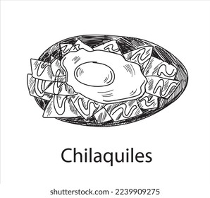 Chilaquiles mexican food vector. Best Mexican Dishes. Latin american food illustration.