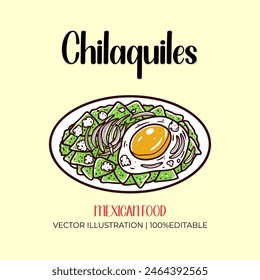 Chilaquiles mexican food vector illustration