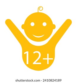 Child 12 line icon. Age limit, happiness, child, son, diapers, childhood, pacifier, foal, responsibility. Vector icon for business and advertising