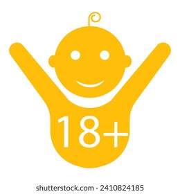 Child 18 line icon. Age limit, happiness, child, son, diapers, childhood, pacifier, foal, responsibility. Vector icon for business and advertising