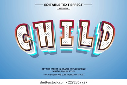 Child 3D editable text effect template