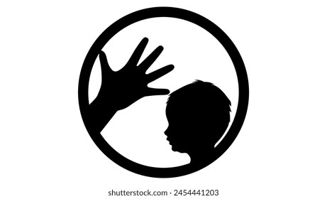 Child abuse , black isolated silhouette