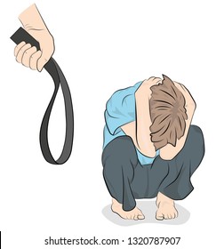 child abuse. domestic violence. vector illustration.