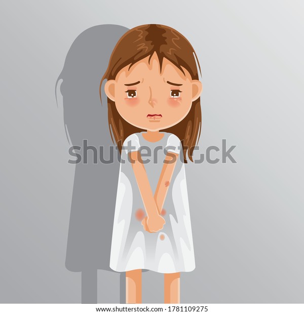 児童虐待女の子 泣いてる女の子 悲しい女の子 子供は泣いて襲われいじめられた 家族の暴力を止めなさい 人身売買のコンセプト のベクター画像素材 ロイヤリティフリー