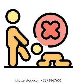 Child abuse icon outline vector. School bully. Children problem color flat