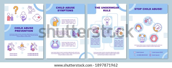 Child\
abuse prevention brochure template. Protect minors. Flyer, booklet,\
leaflet print, cover design with linear icons. Vector layouts for\
magazines, annual reports, advertising\
posters