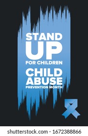 Child Abuse Prevention Month. Celebrate annual in April in United States. Stop child violence. Children protection and safety month. Unity for children. Poster, banner, background. Vector illustration