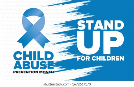 Child Abuse Prevention Month. Celebrate annual in April in United States. Stop child violence. Children protection and safety month. Unity for children. Poster, banner, background. Vector illustration