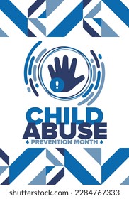 Child Abuse Prevention Month. Celebrate annual in April in United States. Stop child violence. Children protection and safety month. Unity for children. Poster, banner, background. Vector illustration