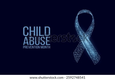 Child Abuse Prevention Month concept. Banner with blue ribbon awareness and text. Vector illustration.