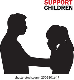 Child Abuse Shilhouette Vector Illustration 