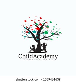Child Academy logo design, kid Education icon, illustration element -vector