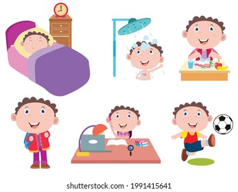 1,828 Boy Daily Activities Cartoon Images, Stock Photos & Vectors ...