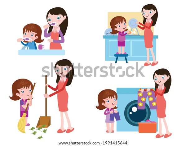 Child Activities Vector Concept Little Girl Stock Vector (royalty Free 