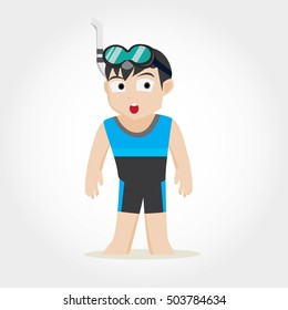 Child activity. Little boy will swim