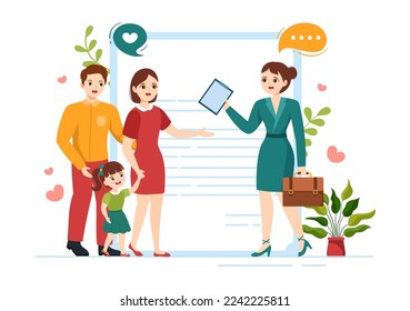 Child Adoption Agency By Taking Kids To Be Raised, Cared And Educated With Love In Flat Cartoon Hand Drawn Template Illustration