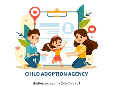 Child Adoption Agency Vector Illustration to Taking Kids to Be Raised and Educated with Love and Affection in a Flat Style Cartoon Background