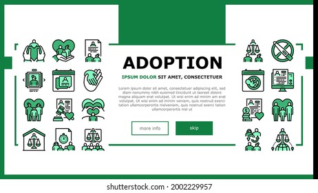 Child Adoption Care Landing Header Vector. Child Adoption Cost And Schedule Consultation, Unplanned Pregnancy And Infertility Problem Illustration