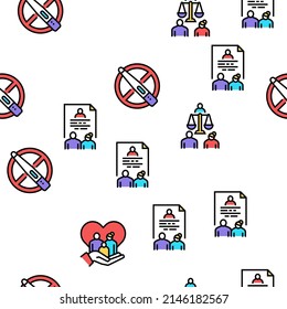 Child Adoption Care Vector Seamless Pattern Thin Line Illustration